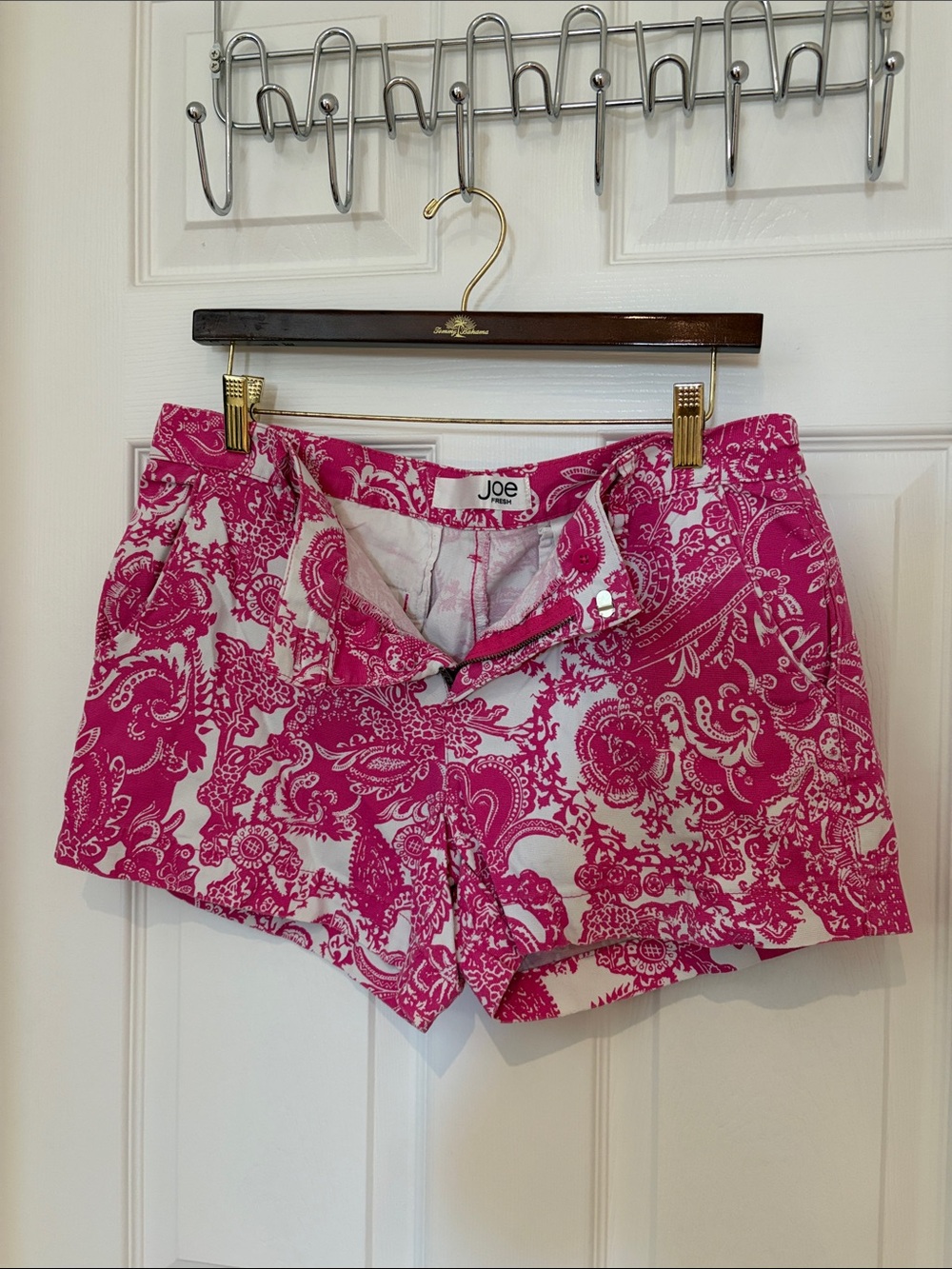 Joe Fresh Pink and White Paisley Bermuda Shorts
